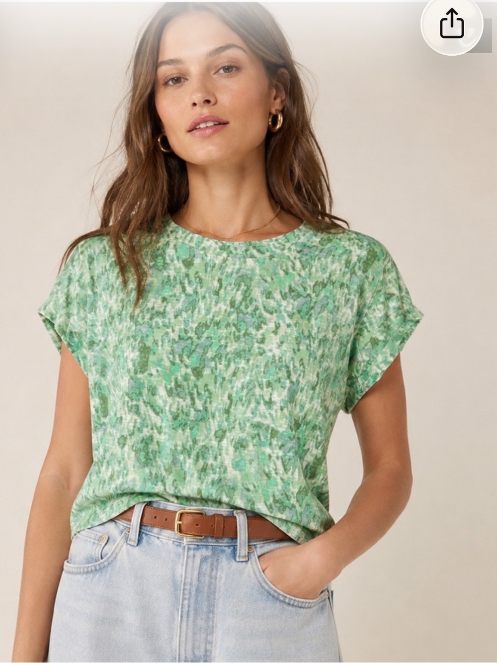 Pilcro The Billy Green Abstract Print Cotton Tee XXS